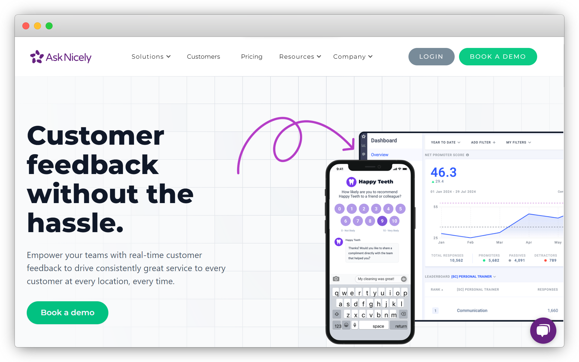 An image showing the fifth enterprise survey software, AskNicely 