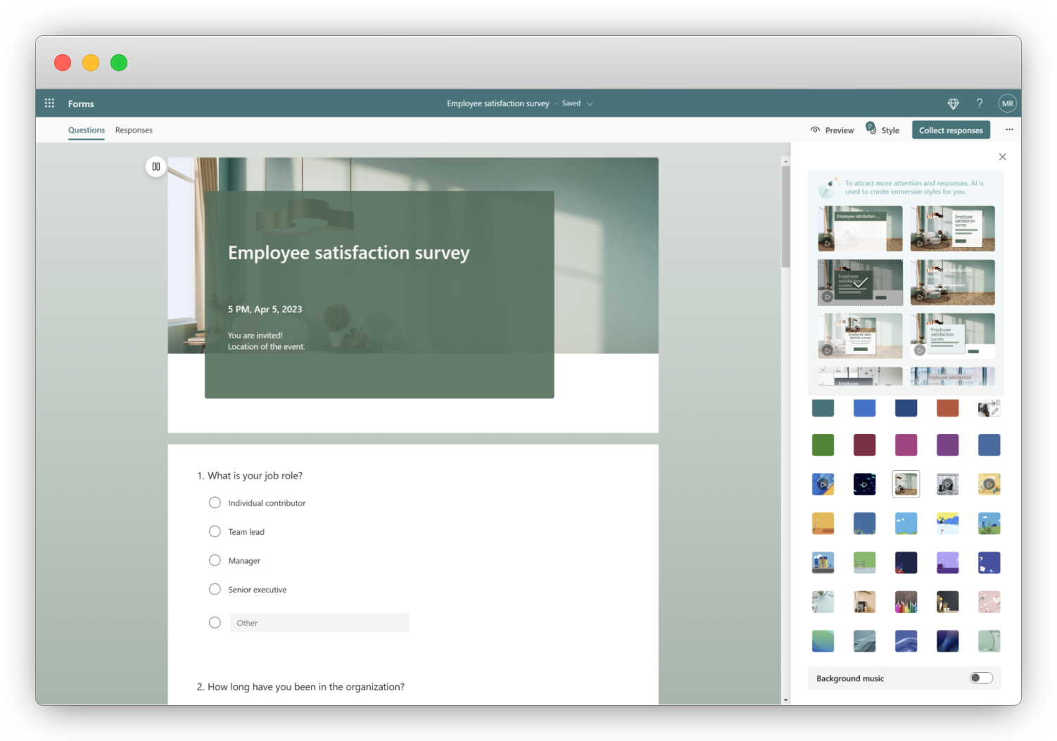 An image showing the fourteenth Survey Builder tool, Microsoft Forms