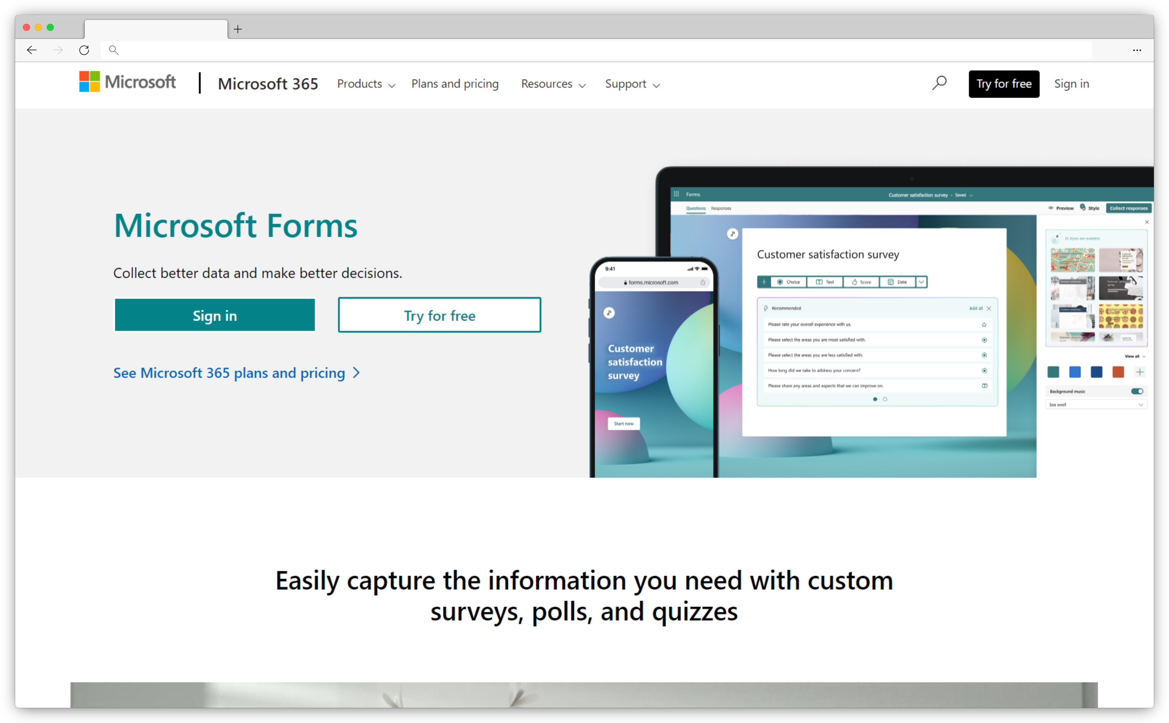 Mobile forms tools - MS forms