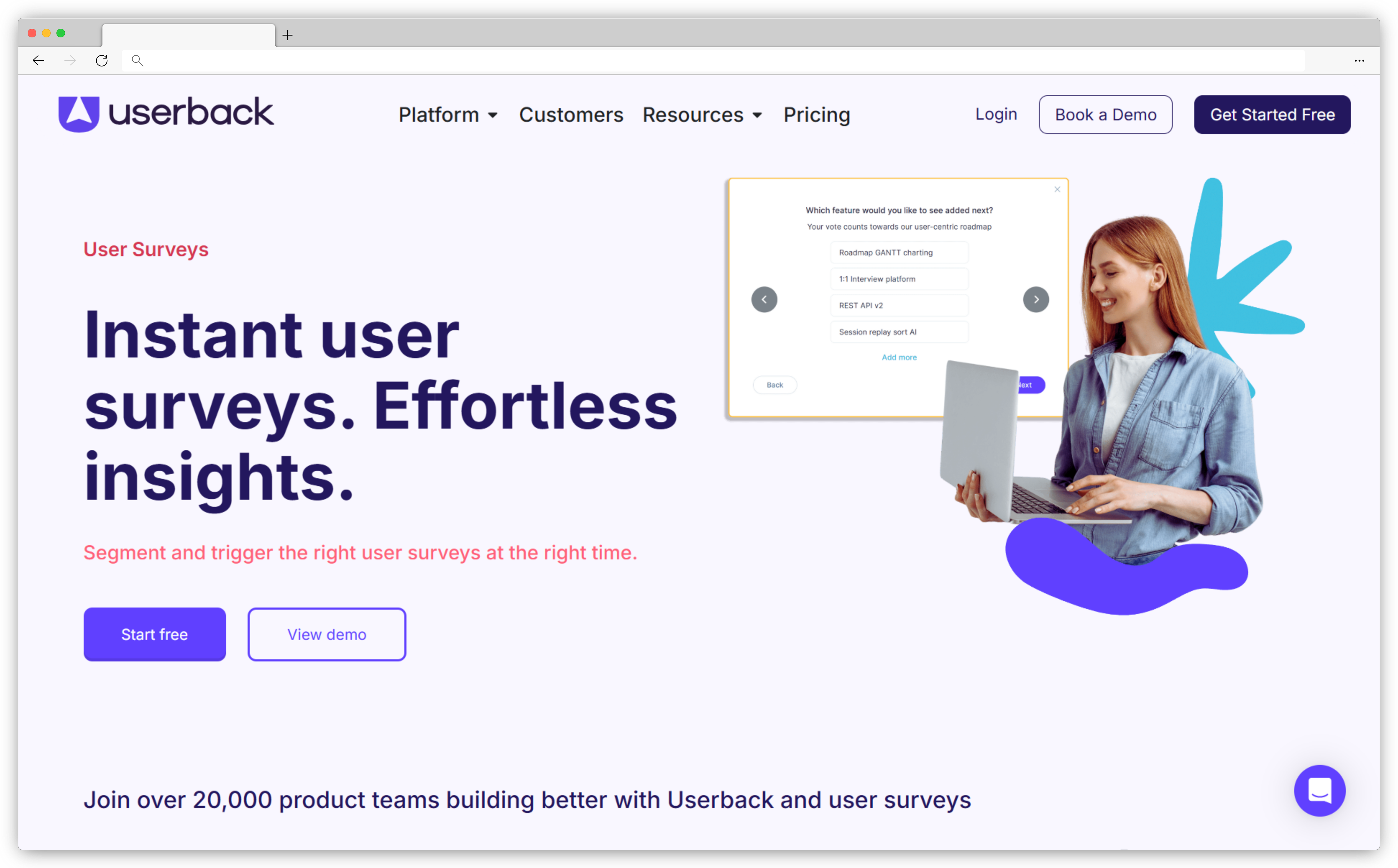 Product survey tools - Userback