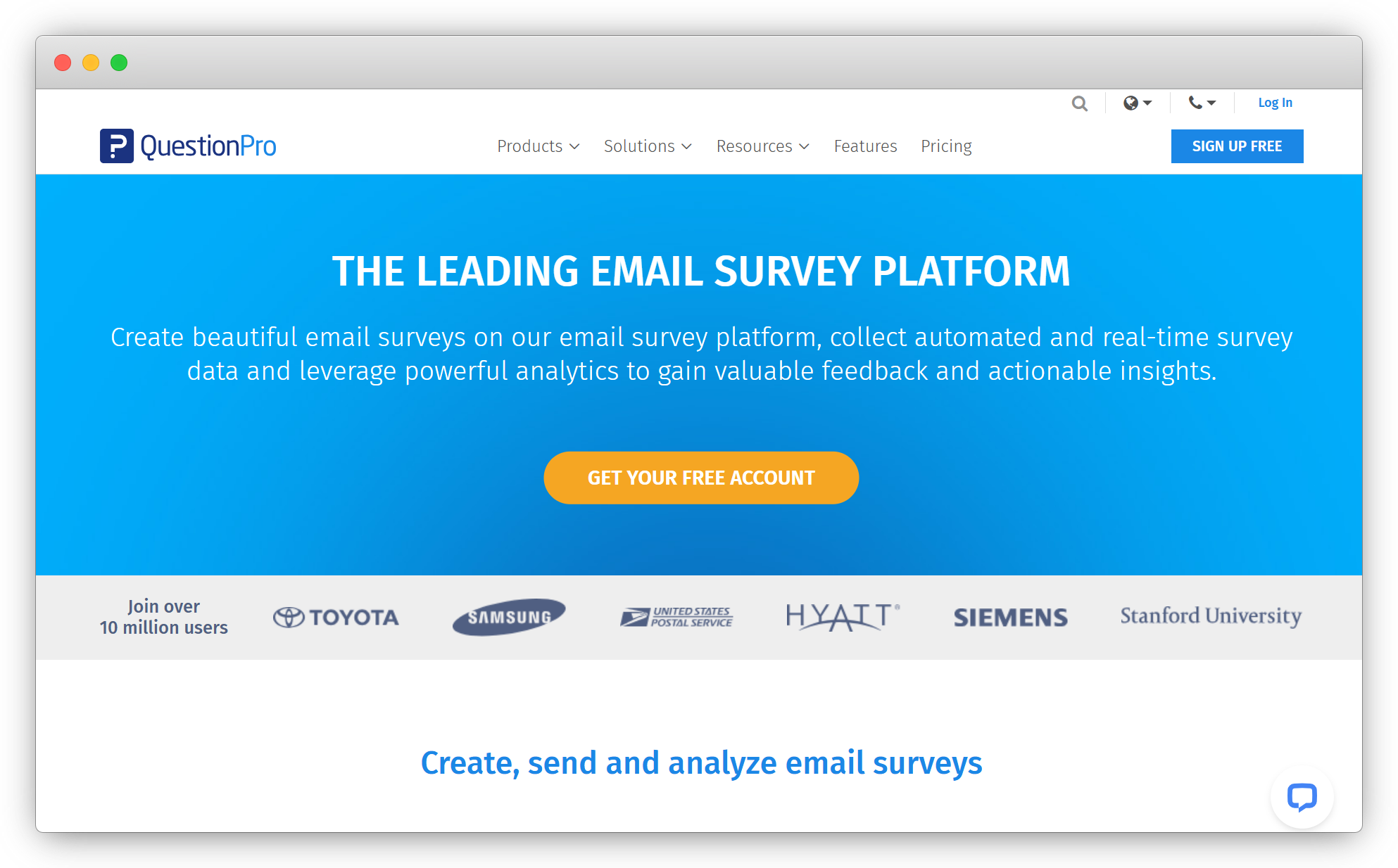 An image of the QuestionPro homepage, ranked fifth on our list of email survey tools for creating online surveys and facilitating data collection.