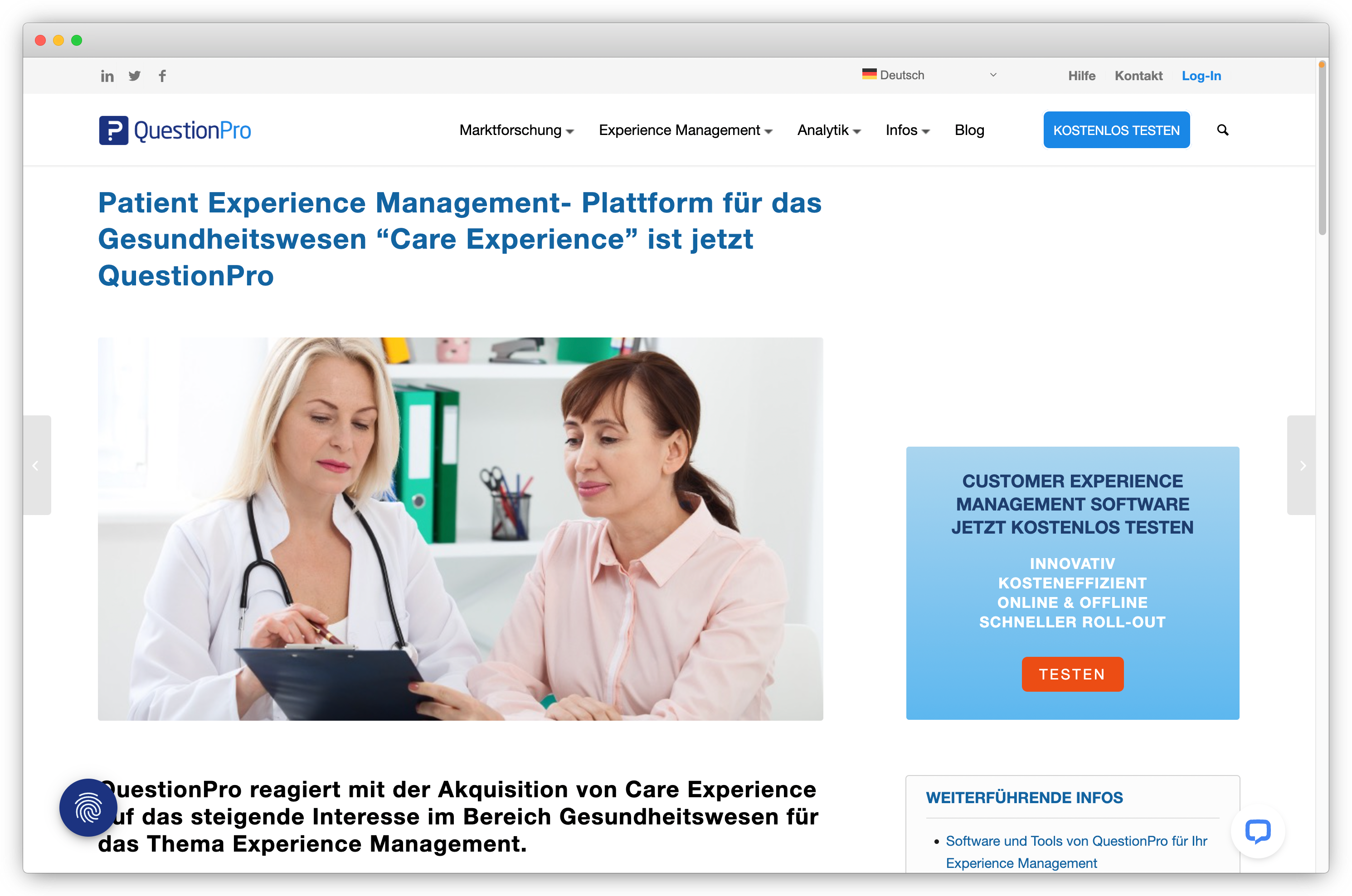 QuestionPro Patient Experience Tool