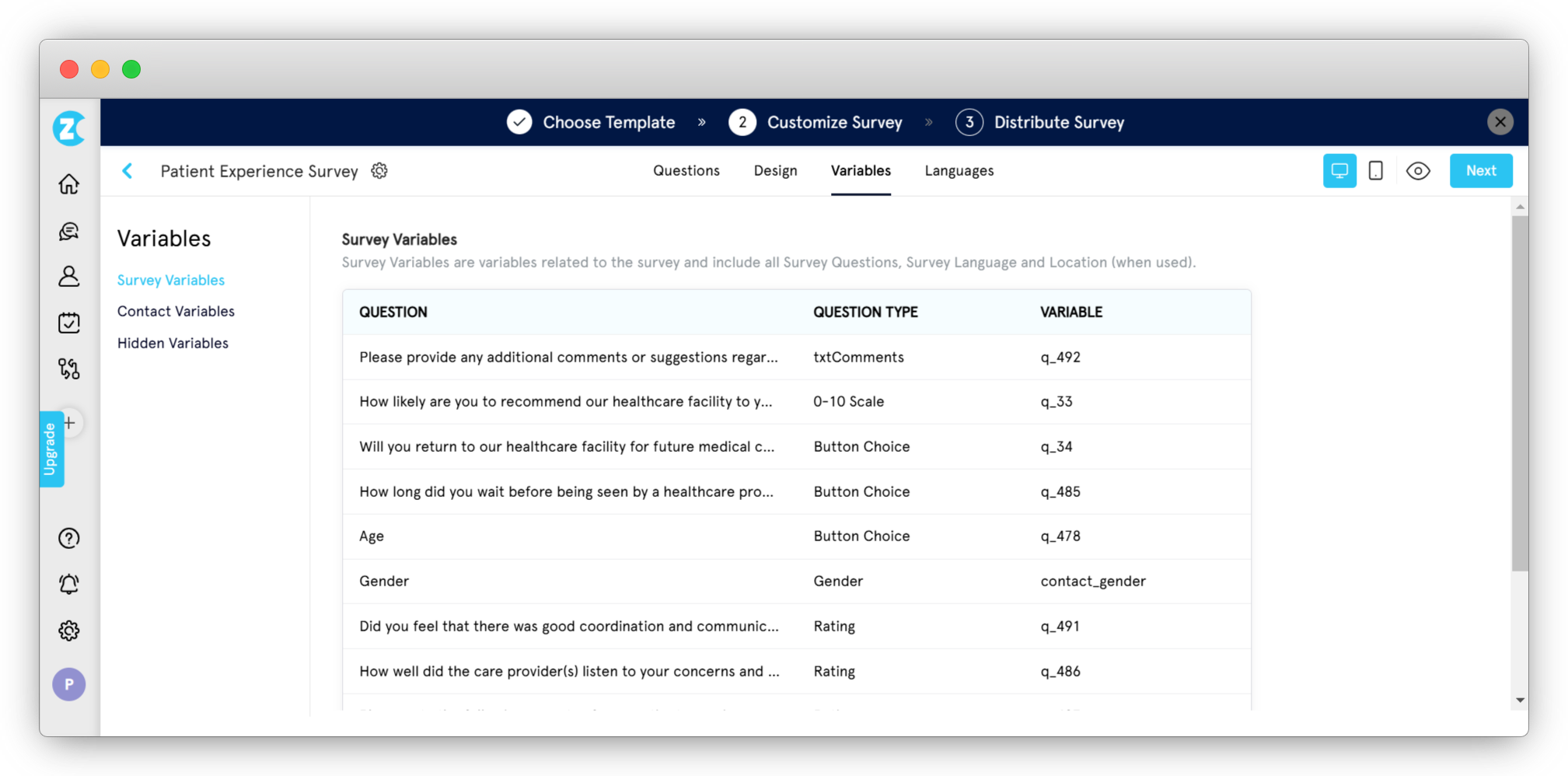 An image showing Zonka Feedback's Pre-Filled Patient Feedback Surveys with Variables showing consumer assessment of healthcare 