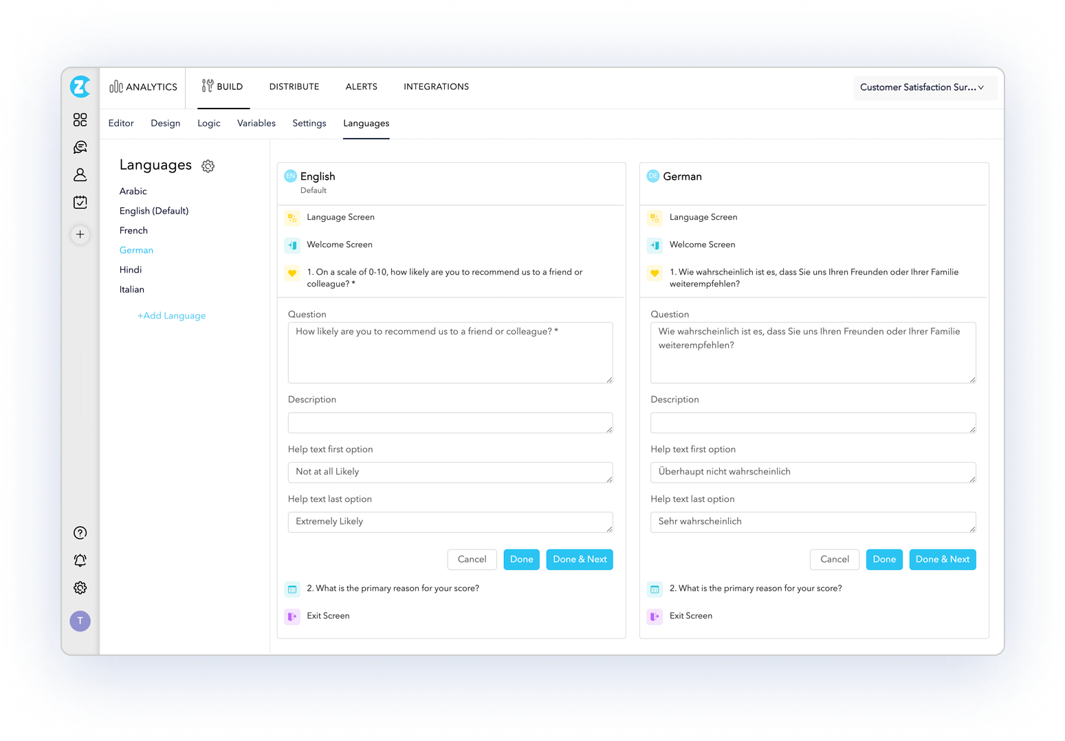 Help and knowledge base feedback- multilanguage feature