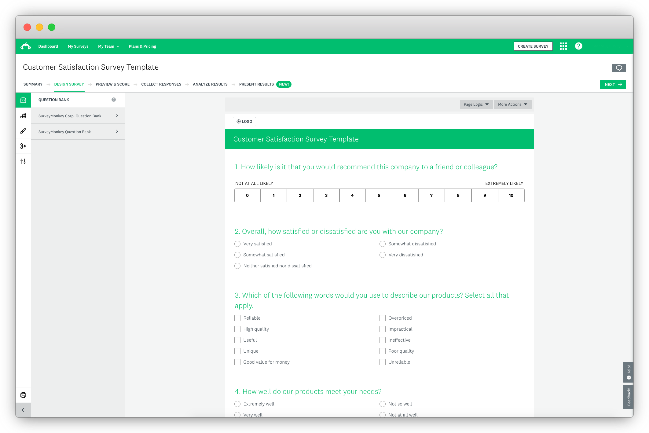 An image showing the fifth Survey Builder tool, SurveyMonkey