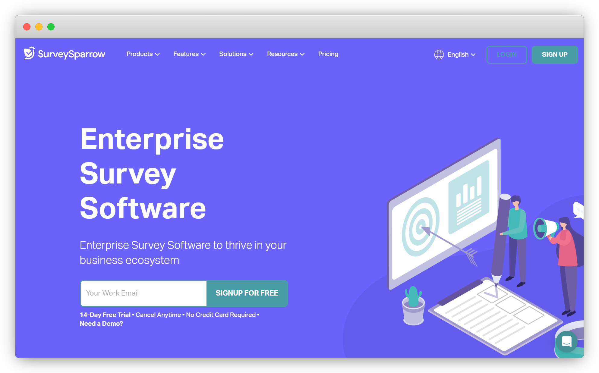 An image showing the website of another enterprise survey platform, SurveySparrow having great analytics capabilities 