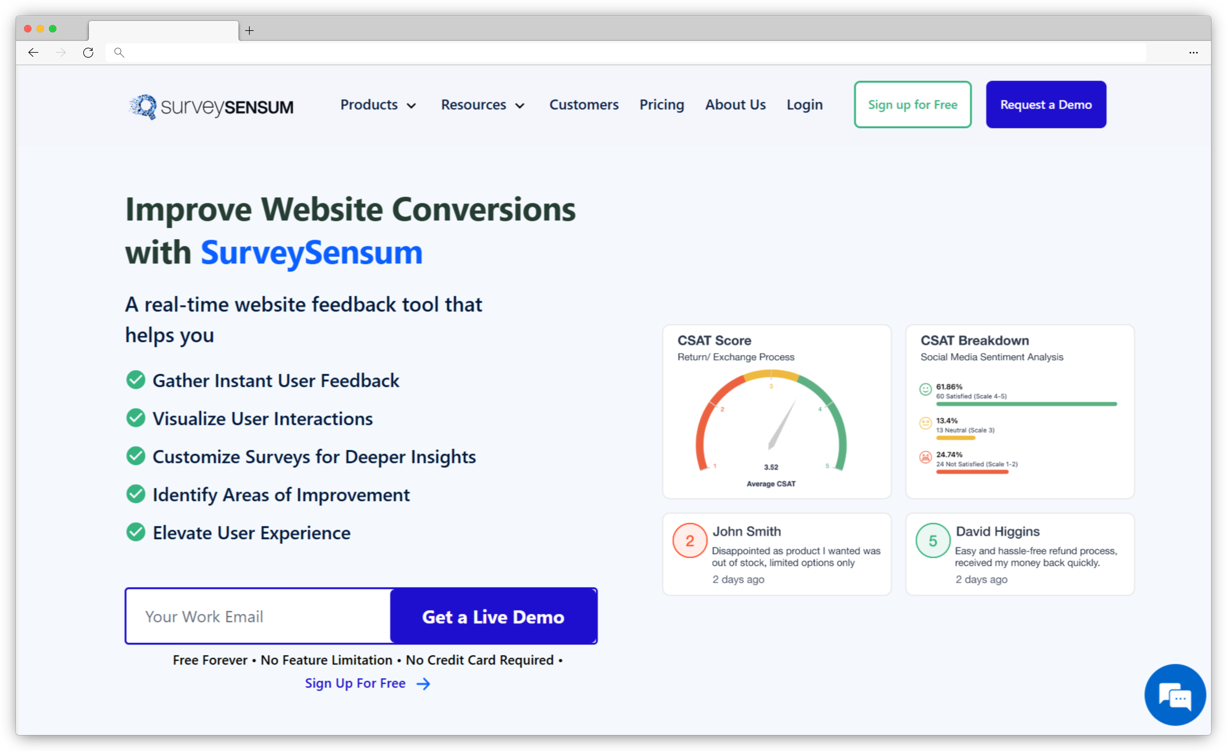 Website feedback tools - surveysensum