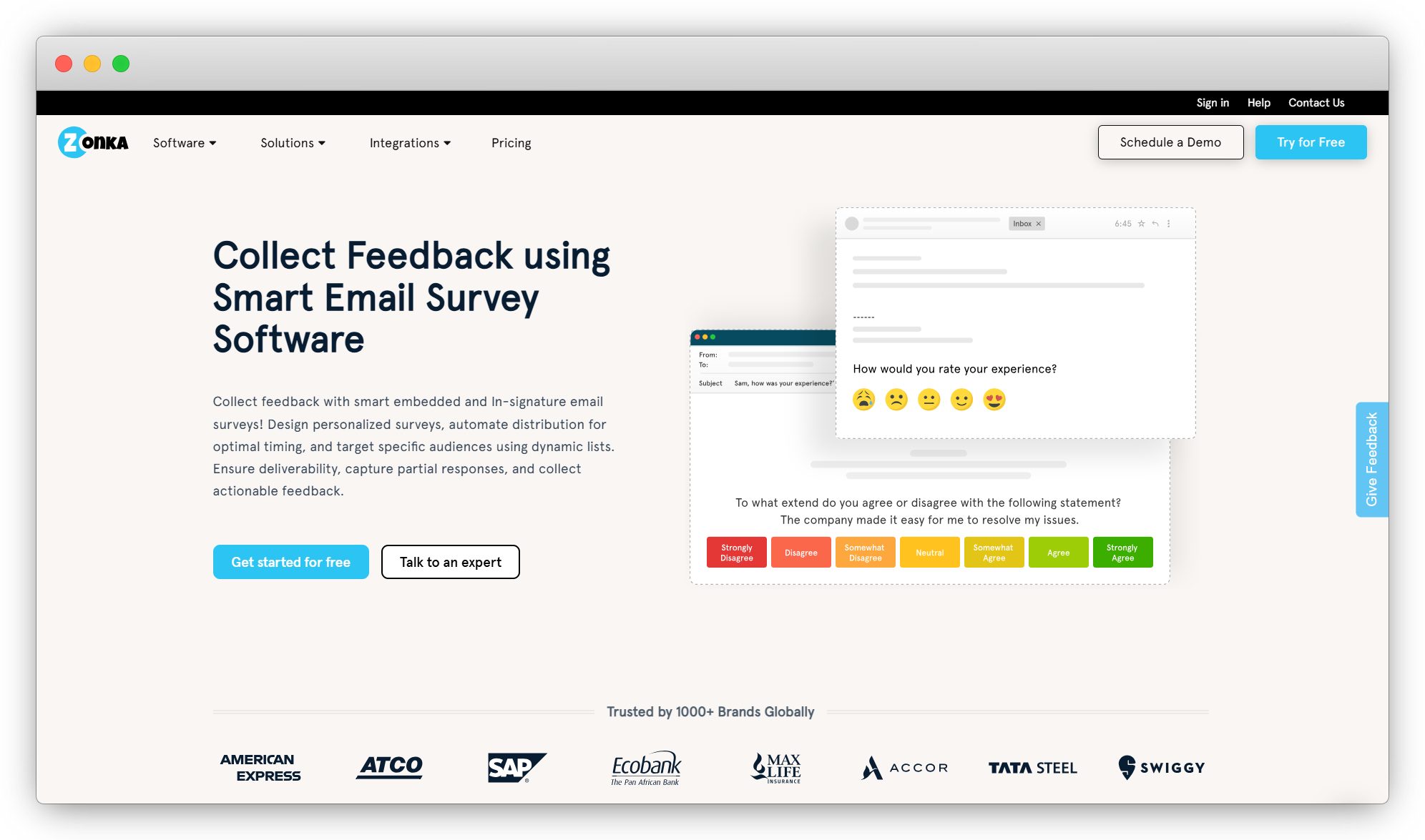 An image showing one of the best email survey software, Zonka Feedback to create email surveys and unlimited forms, use skip logic to gather valuable insights and efficiently do data analysis