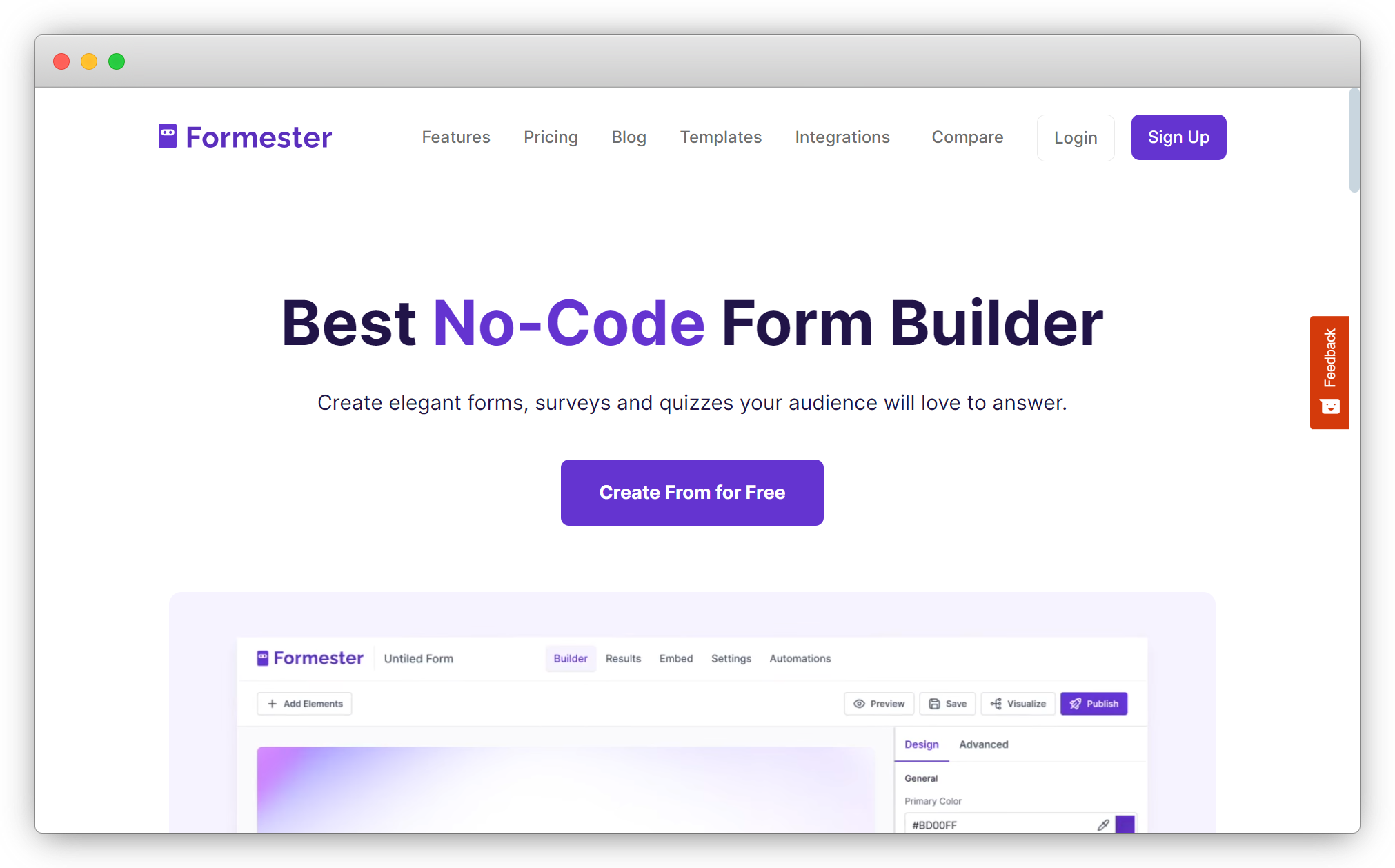 An image showing the third Survey Builder tool, Formester