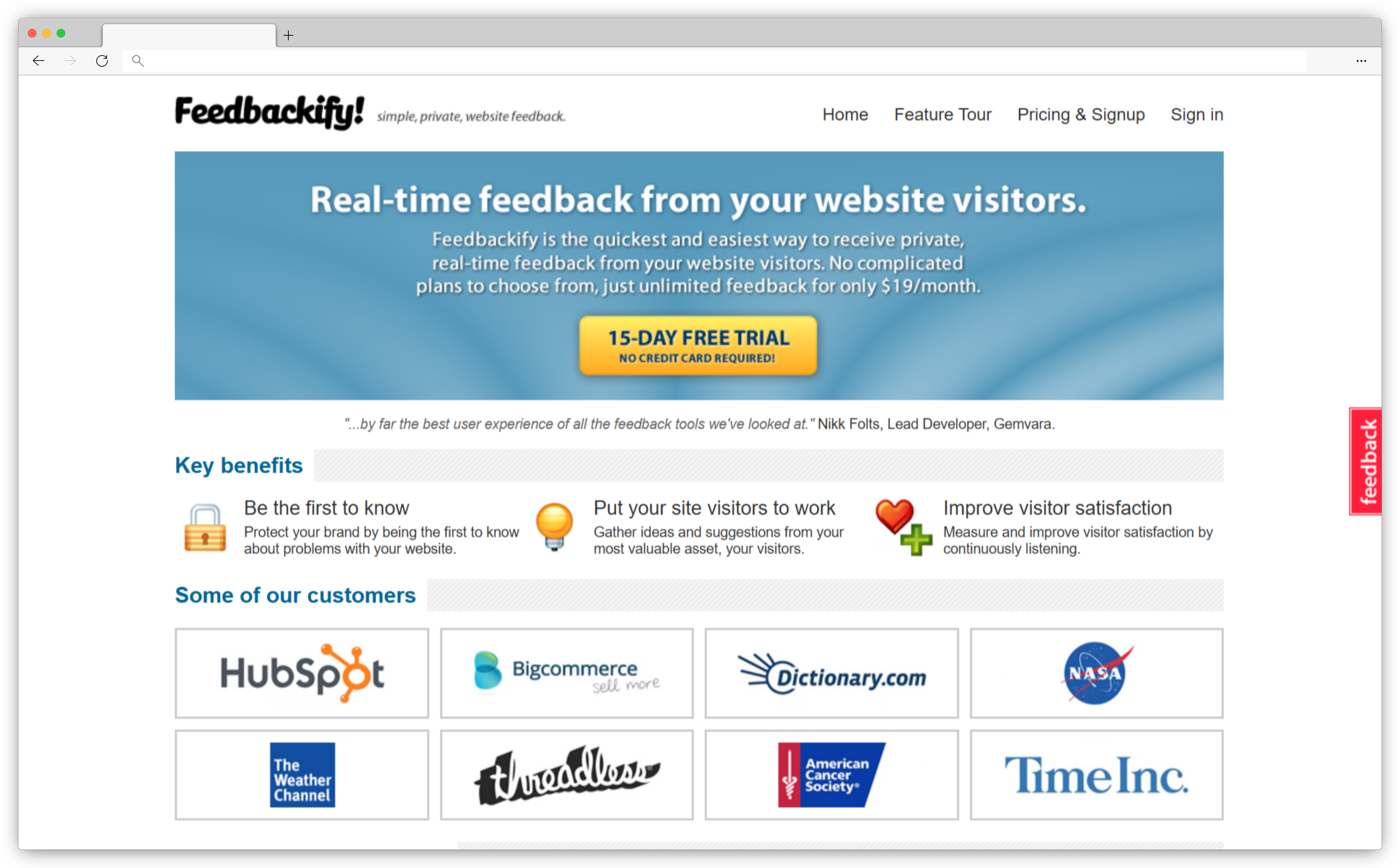 website feedback tools - feedbackify