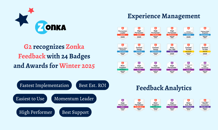 Zonka Feedback Secures 24 Badges in G2 Winter 2025 Report