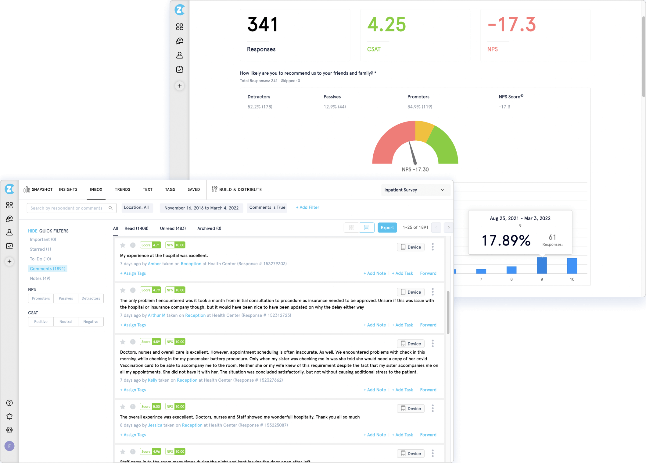 An image showing how after gathering feedback, you can track the survey report to identify customer behavior and analyzing the feedback data in depth 